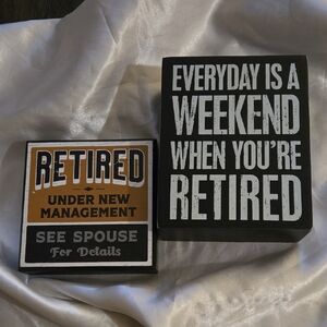 Humorous Retired Sign Decor, Set Of 2.